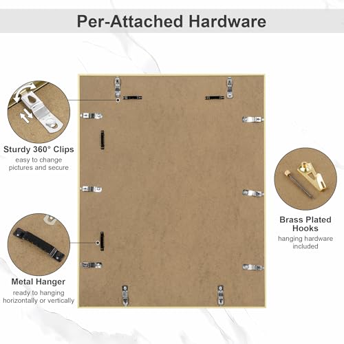 FLYJOE 16x20 Metal Picture Frame, 16 by 20 Premium Aluminum Poster Frames with 11x14 Removable Mat, Tempered Glass, Vertical and Horizontal Display, Wall Hook Hanging Hardware Included, Gold, 1 Pack by FLYJOE - Used condition - Image 6