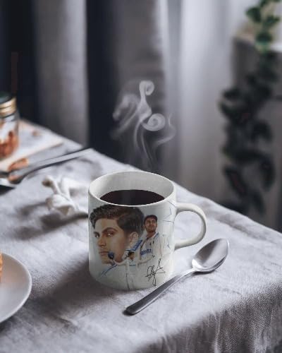 Image of Cricket Theme Ceramic Coffee Mug, MS Dhoni and Virat Kohli Fan Art Print (Sports Lover) (2-Subhman gill, Large)