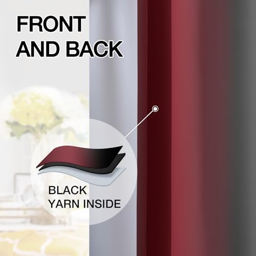 Image of SimpleHome Ombre Burgundy and Black Room Darkening Curtains 84 inch Length | Bedroom Curtains,Grommet Gradient Light Blocking Window Curtains for Living Room,Thermal Insulated Drapes 2 Panels,52wx84L