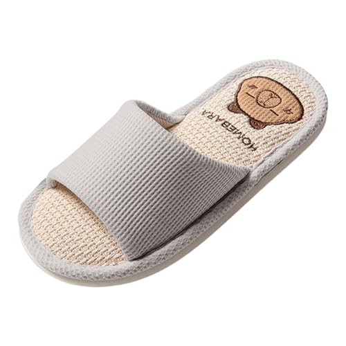 Linen Slippers For Women Soft Flax Comfort Bottom Lined Non-Slip Indoor Slipper Casual Washable Open Toe Shoes