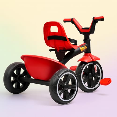 Image of Luusa KICK TRICYCLES for Kids | Kids Tricycle with Adjustable Seat Belt and Safety Features | Durable Frame | Suitable for Ages 1-5 Years | Multiple Colors Made in India (RED)