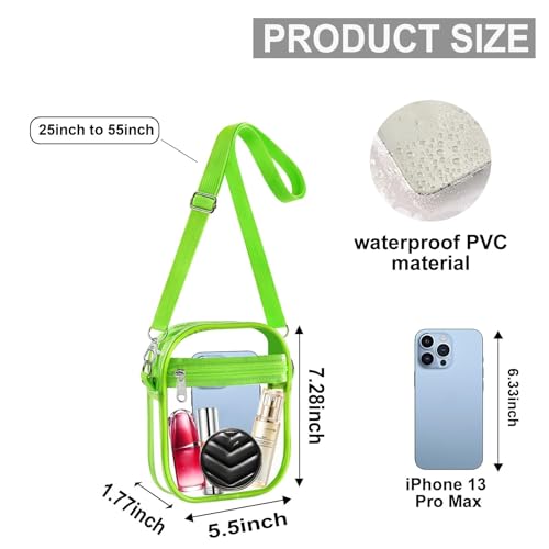 Image of Fibrdoo Clear Crossbody Purse Bag, Clear Bag Stadium Approved with Front Pocket for Concerts Sports Festivals