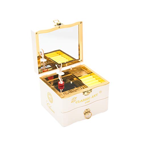 Musical Jewellery Box with Classic Rotating Ballerina Dancer Music Box Necklace Ring Storage Organizer with Mirror for Women Girls Brithday Christmas Gifts