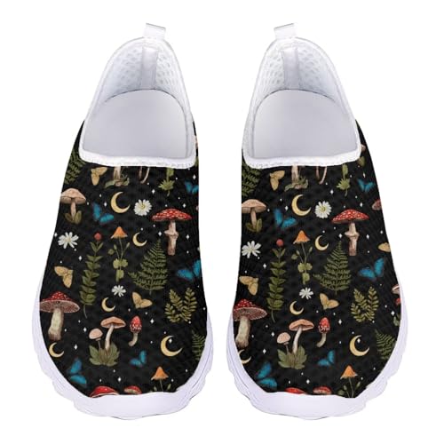 Jeiento Comfort Slip On Sneakers for Women Men Mesh Breathable Tennis Shoes Comfort Sport Running Sneakers CasualButterfly Loafers