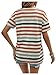 SweatyRocks Women's Colorful Striped Drop Shoulder T Shirts V Neck Short Sleeve Retro Tee Tops Multicolor Small