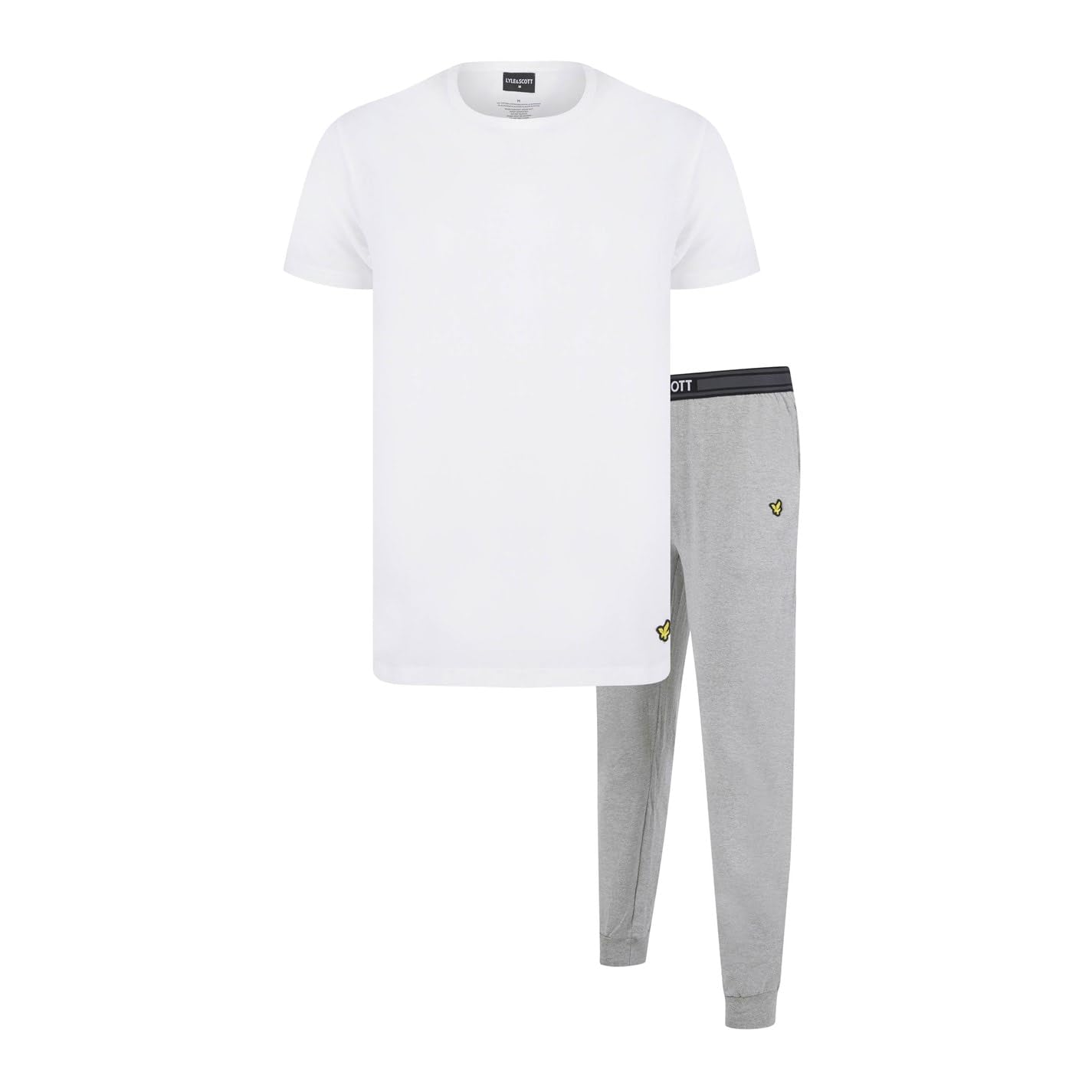 Lyle And Scott Men's Cuffed Pyjama Short-Sleeve Top - White/Grey - XL