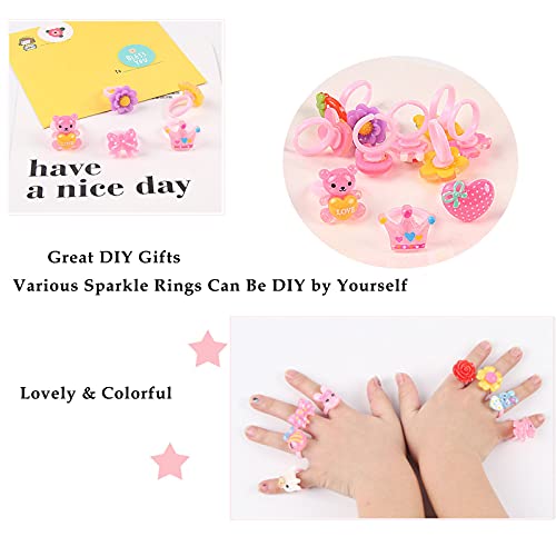 Pandahall 100Pcs 14Mm Inner Dia. Random Mixed Color Plastic Adjustable Colorful Rings With 9Mm Blank Pad Tray #TOP4