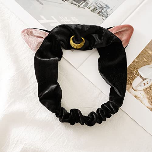 Ziper Cute Cat Usagi Moon Cosmetic Hairband Shower Headband (Black) #TOP4