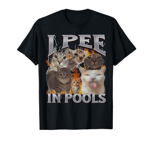 I Pee In Pools Funny Cat Meme Bootleg Gráfico Camiseta