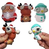 Maikall Rish Funny Pop-Out Stress Squeeze Toys 3 Pack Stick Out Eyes Santa Claus Elk Snowman Decompression Evil Fun Toys Squish Fidget Toy for Adults Kids