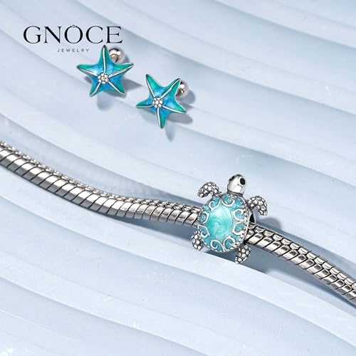 Image of GNOCE Ocean World Cute Animal Charm Beads,925 Sterling Silver Dangle Charms Fit Bracelets & Necklace, Hand-Finished Keepsake Travel Jewelry Gift for Women Men BBF