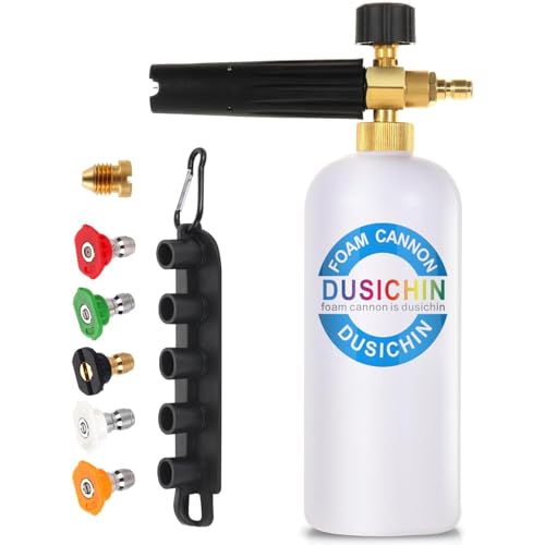 DUSICHIN SFL-001 Foam Cannon Snow Foam Lance Pressure Washer Jet Wash Quick Release Adjustable Nozzle 1/4 Inch Male Fitting Foam Dispenser