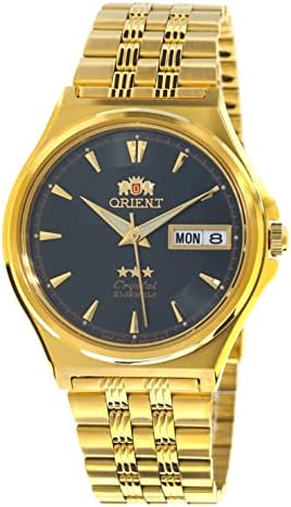 Orient TriStar メンズ クラシック 自動巻き ブラックダイヤル ゴールドウォッチ AB02001B (FAB02001B)、ゴールド, ゴールド, ブレスレット