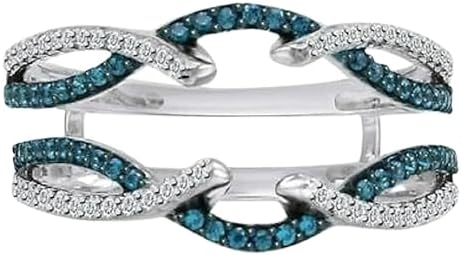 2Ct Round Cut Lab Created London Blue Topaz 14k White Gold Plated 925 Sterling Silver Enhancer Wrap Ring Guard, Engagement Ring, Women's