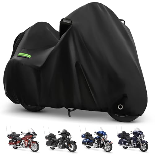 Image of Motorcycle Cover for Touring Road Glide /Ultra Limited /Gold Wing Tour /Indian Pursuit, 210T Waterproof Sun UV Rain Outdoor Protection Motorbike Cover with Lock Hole & Soft Cotton Lining
