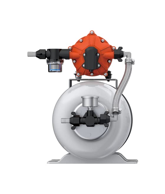 Image of SEAFLO 55 Series rv water pump Pump System with 2 Gallon Accumulator Tank, 12V DC, 60 PSI, 5.5 GPM Self Priming, Smart Pressure Switch NSF, CE & Rohs Certified, UL Listed, 4-Year Warranty