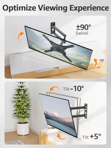 Image of ELIVED Full Motion TV Wall Mount for Most 26-60 Inch TVs, Articulating Arms Swivel and Tilt tv Mount, Wall Mount Brackets Max VESA 400x400, Single Stud Perfect Center Design, Holds Up to 77 lbs.