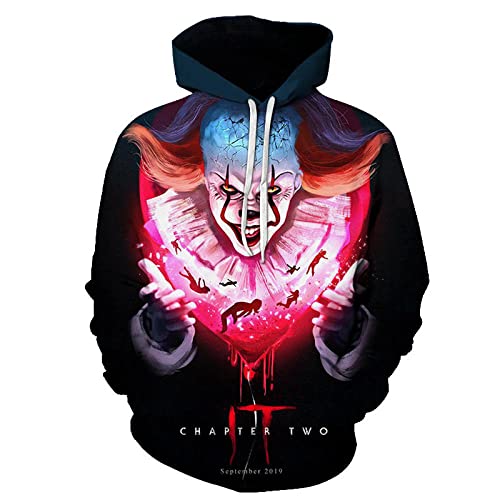 Sudadera con Capucha para Hombre Payaso de Dibujos Animados Halloween Good Guys Chucky Ghost Baby impresión Digital 3D suéter con Capucha para Hombre