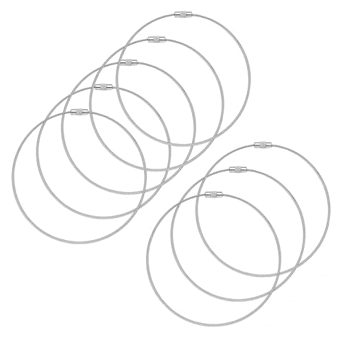 LONGHAO 8 Stück Pack Fahrradstahldrahtseil, Edelstahl Drahtseilring, Mehrzweck Kabelbinder Schlüsselring für Fahrradzubehör, Werkzeug & Outdoor,1,5x300mm (8, 1.5 * 300 mm)