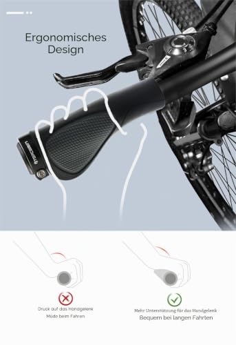 TOPCABIN Fahrradgriffe, ergonomisches Design, breite Haltung, Gummi-Fahrradlenkergriffe mit Aluminium-Lenkergriffen für Mountainbike… – Ansicht 4