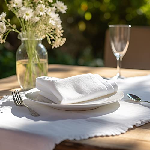 COTTON CRAFT White Dinner Napkins - Set of 24 Classic Twill Pure Cotton Soft Cloth Napkins - Durable Washable Reusable Napkin - Everyday Table Napkin - Restaurant Wedding Party Gift - 17 x 17 inches