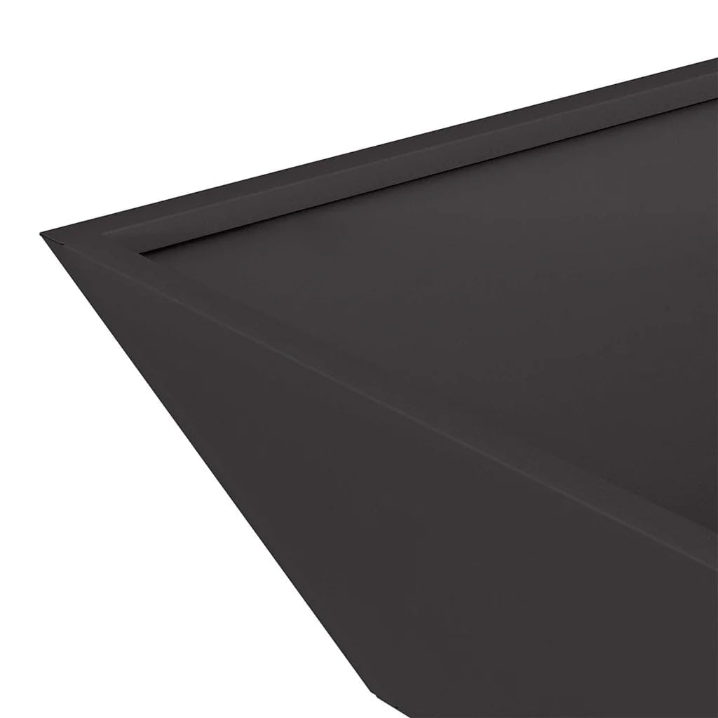 Helloshop26 Vaso da giardino trapezoidale moderno esterno 50 x 50 x 15 cm in acciaio laminato a freddo, nero 02_0052382