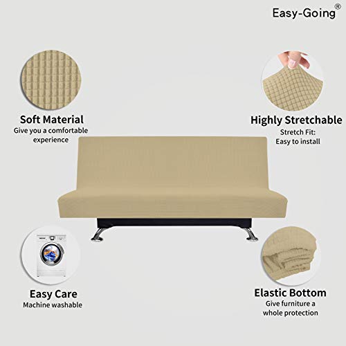 Image of Easy-Going Stretch Large Futon Slipcover Armless Futon Cover Beige