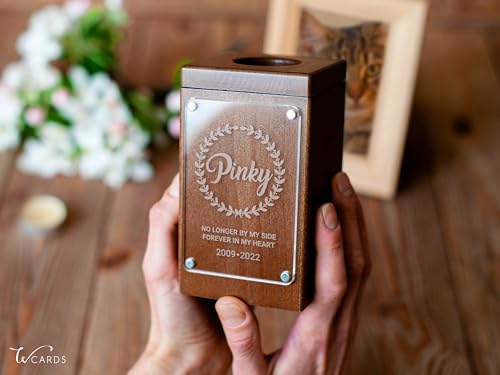 Image of Personalized Pet Memorial - Dog Memory Box Keepsake with Photo, Cat Cremation Urn for Ashes Candle (Small, Text Engraving)