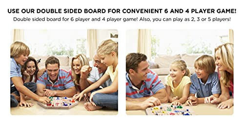 Flybold Marble Board Game - Original Wahoo Board Game - Double Sided Painted 6 And 4 Player Wooden Fast Track Aggravation Board Game Original With 6 Colors 24 Marbles 6 Dice And Velvet Draw Bag #TOP3
