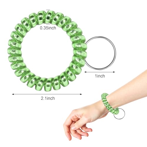 Image of Spiral Coil Keychain, Anti-lost Key Chain Holder Lanyard Cord for Sauna Outdoor Sports and Gym Pool