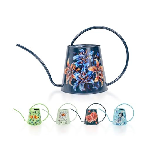 Berry&Bird Edelstahl-Gießkanne – für drinnen und draußen, große Gießflasche mit langem Auslauf, kein Tropfen, Zimmerpflanzengießkanne für Blumen, Bonsai, Sukkulenten (2 l/Lilie)