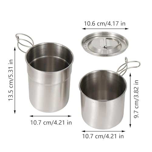 Set de casseroles en acier inoxydable pour camping et rando compact pliable - 6