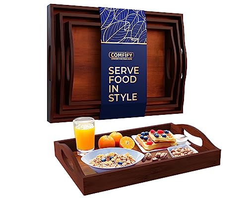 Save on Comfify Bamboo Serving Trays Set of 3 – Eco-Friendly & Nesting