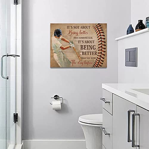 Inspirational Baseball Canvas Wall Art Sport Theme Wall Decor Motivational Quotes Painting Prints Framed Artwork Decor For Gym Classroom Playroom Bedroom 12"X16" #TOP5