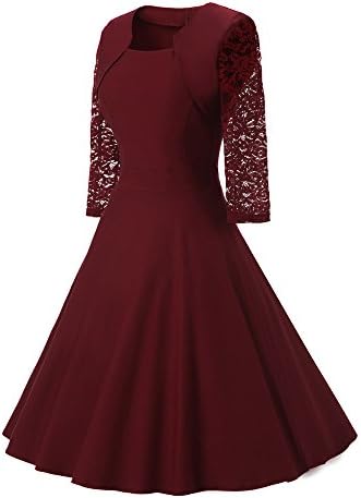 MR.Macy Vestido de fiesta de cóctel de manga 3/4 para mujer, cuello O,  Vestido de cctel, S, rojo vino : Ropa, Zapatos y Joyería - Amazon.com