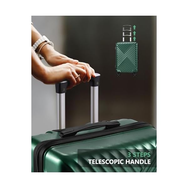 3 Piece Luggage Sets Pcabs Durable Suitcase With Wheels Tsa Lock 20inch24inch28inch Lightweight Travel Luggage Set Dark Green