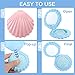 Nogeqi 2 Pcs Shell Shape Foldable Mini Brush for Hair,Travel Size Hair Brush with Mirror,Conch Folding Hair Brush,Portable Compact Hair Brush for Women and Purse Must Haves (Blue Pink)