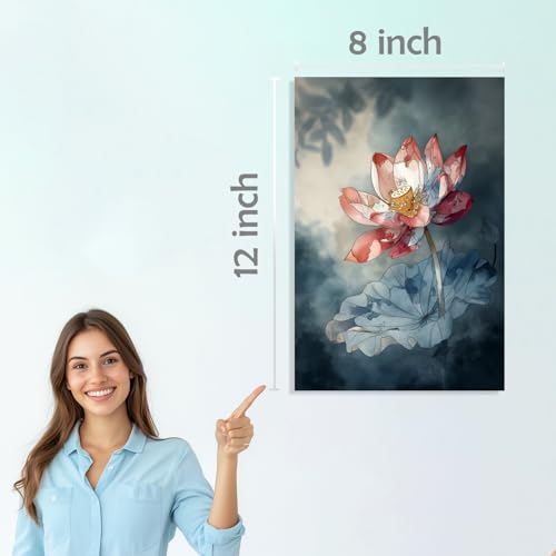 Image of SiddArtify Lotus Flower Wall Art Prints Set - Botanical Poster Decor for Living Room Bedroom Office - 8x12 inch Board Pack of 6