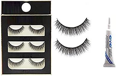 URBANMAC Black Handmade Natural Thick Long Polyester False Eyelashes with Eye Glue