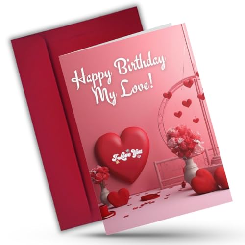 Image of AanyaCentric A5 Size 5.8x8.3inch Birthday Romantic Greeting Card & Envelope Gift For Husband Wife Love Lover Girlfriend Boyfriend Express Your Love with Unique Design