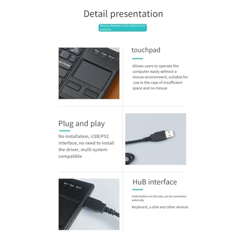 Clavier filaire USB 80 touches compact mini périphérique informatique hub