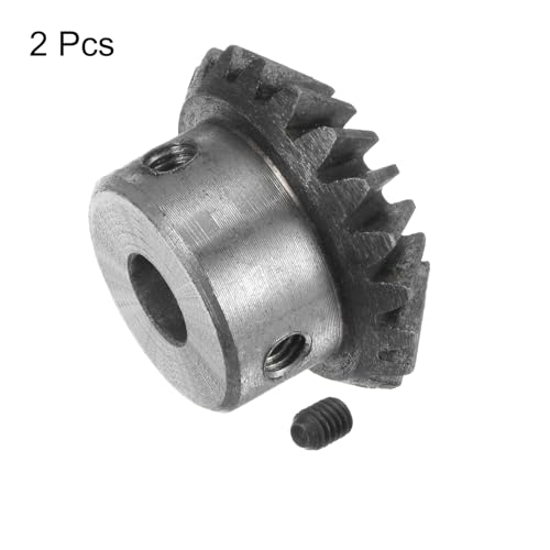 Image of HARFINGTON 2pcs Bevel Gear 1M 20 Teeth 8mm Shaft Hole 1:1 Tapered Bevel Pinion Gear 45# Steel 1.5 Module 90 Degree Steering Gear, for Hardware Mechanical Rotation
