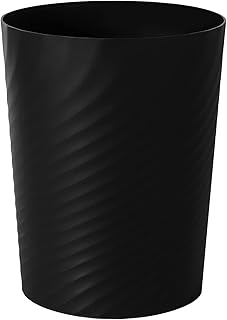 Plastic Small Trash Can Wastebasket, Garbage Container Basket for Bathrooms, Laundry Room, Kitchens, Offices, Kids Rooms, Dorms, (Black, 1.8 Gallon)