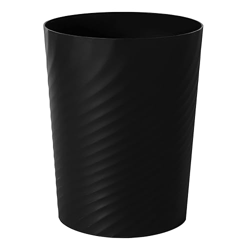 UUJOLY Cubo de basura pequeño de plástico, cesta de basura para baños, lavandería, cocinas, oficinas, habitaciones de niños, dormitorios (negro, 1.8