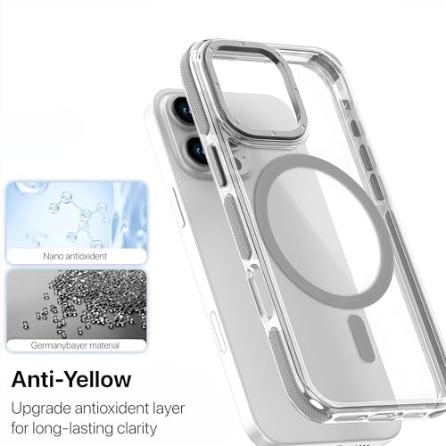 Image of eller sante Apex Magpro Back Cover Case for iPhone 16 Pro Max Scratch Resistant Camera Screen Protector TPU Shockproof 10ft Drop Protection Support Mag-Safe Wireless Charging- White