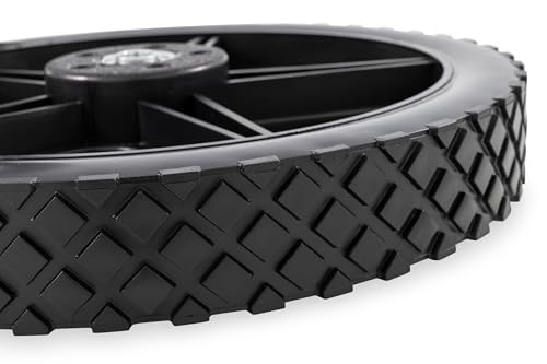Image of Camco Rhino Replacement Rear Wheels for RV Tote Tank, 12 Inch No-Flat Wheels with Bearings, Fits 1 /2 Inch Shaft, 220 Lb Rating, Black, Set of 2