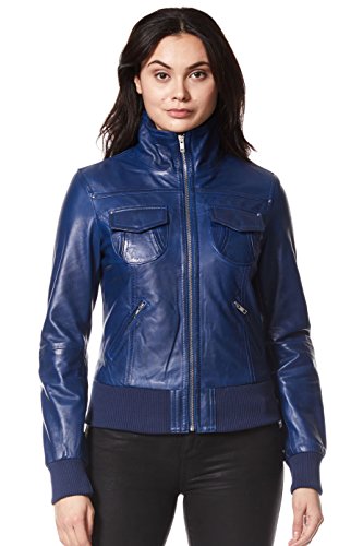 Veste en cuir bleu délavé idéale pour vos sorties urbaines en moto
