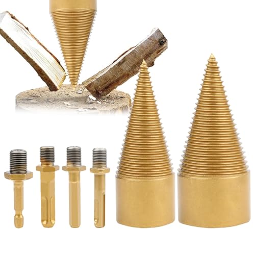 Broca para leña, cortadora de madera, broca para partir troncos - 6x Brocas para partidor de troncos,Herramienta de carpintería de taladro de cono dividido eléctrico para el hogar, brocas desmontables