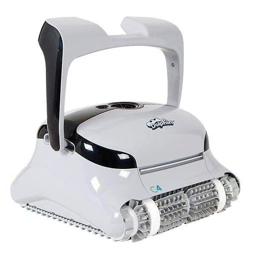 DOLPHIN C4 Commercial Robotic Pool Cleaner with Active Brushing and Dual Cartridge Filters, Ideal for Industrial Swimming Pools up to 68 feet.