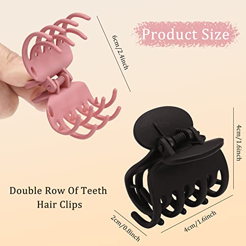 12 Pcs Double Row Teeth Hair Claw Clips 1.6'' Medium Hair Jaw Clips Matte And Shiny Small Claw Hair Clips For Thin Hair Non-Slip Short Hair Half-Updo Hair Accessories For Women And Girls #TOP1